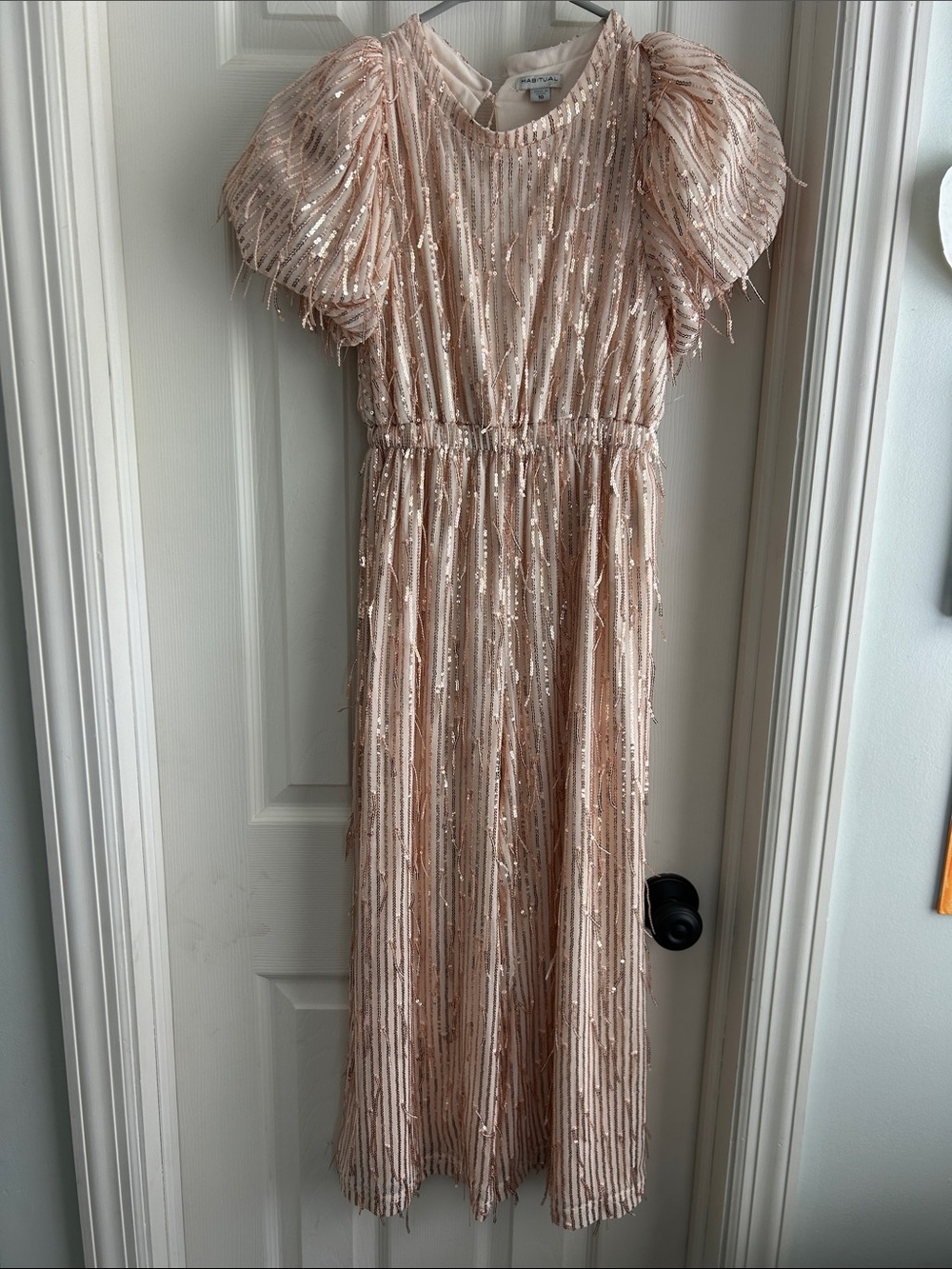 Habitual Blush Pink Sequin Stripe wide leg pantsuit
